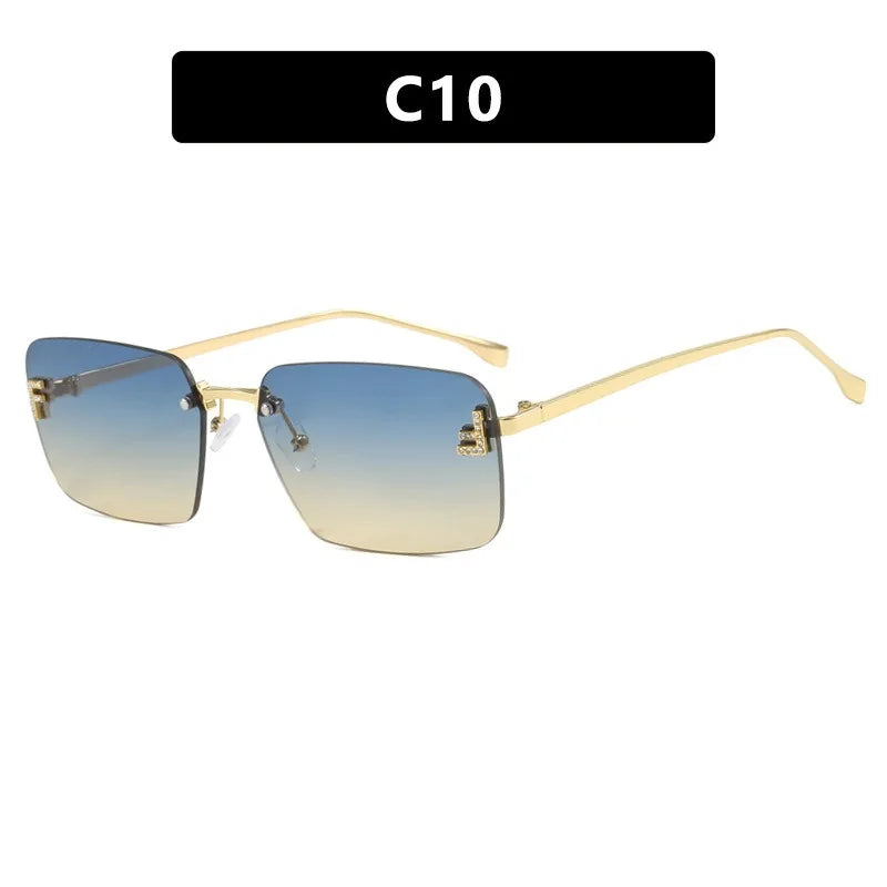 Designer Fashion Square Rimless UV400 Protection Unisex Sunglasses