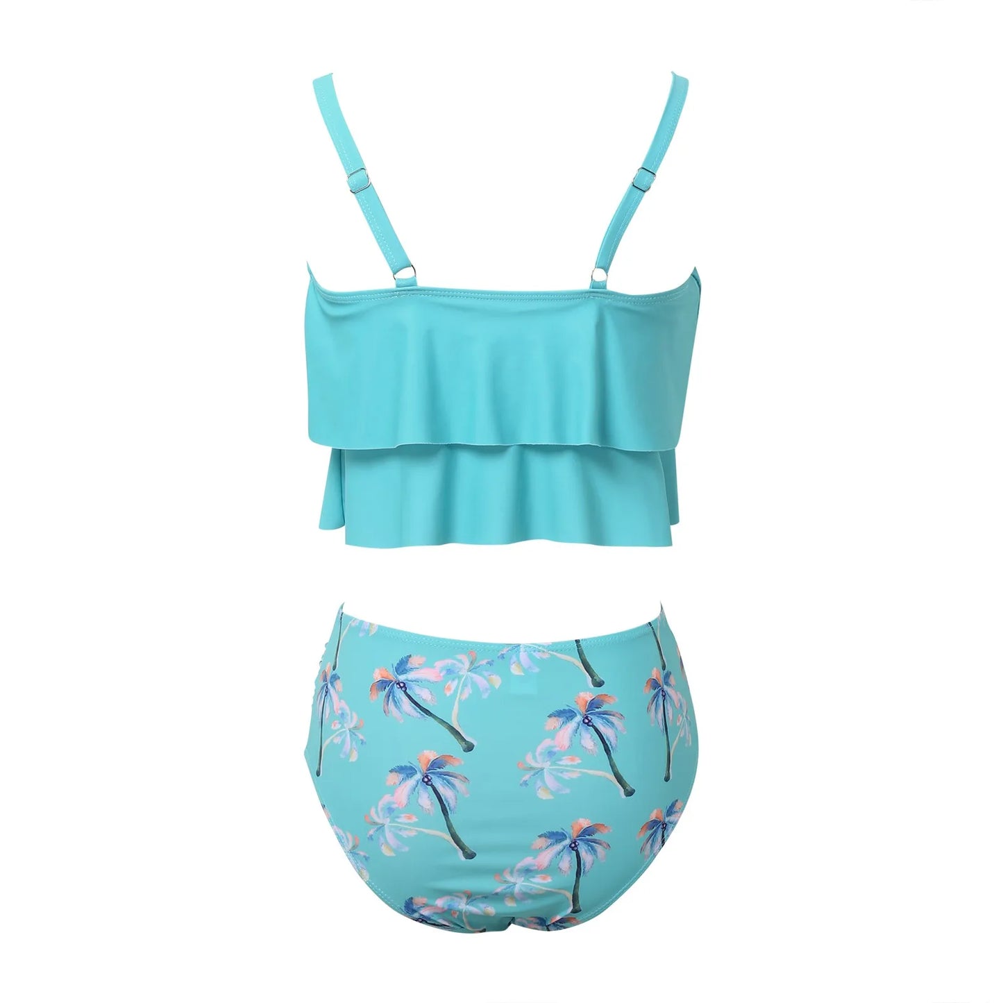 Fashion Full Coverage Women's Ruffle Top & High Waisted Bikini Swimsuit