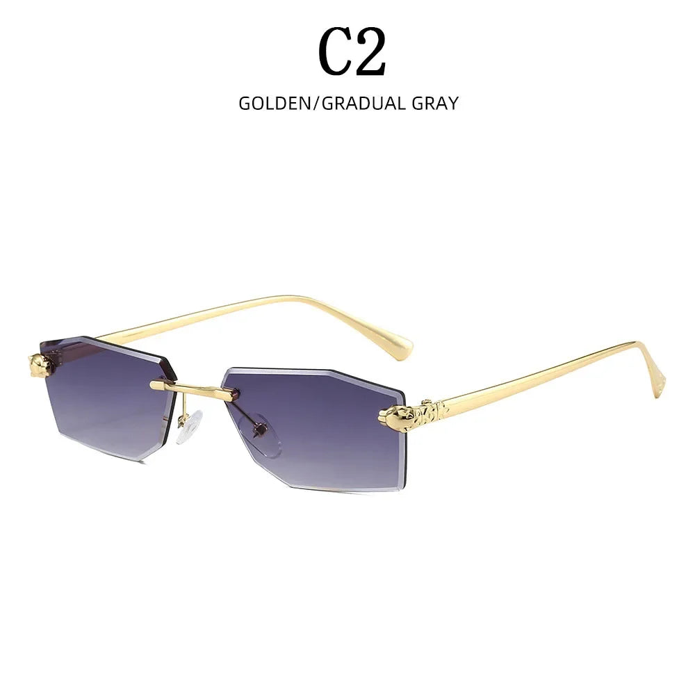 Designer Luxe Square Rimless UV400 Protection Women's Sunglasses
