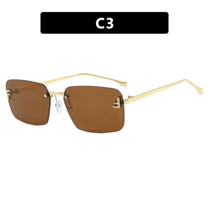 Designer Fashion Square Rimless UV400 Protection Unisex Sunglasses