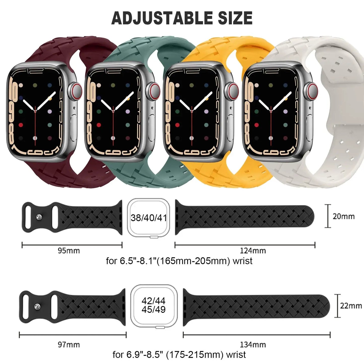 Braided Silicone Apple Watch Band 44mm 40mm 45mm 49mm 46mm iwatch series 10 9 7 8 se ultra 2