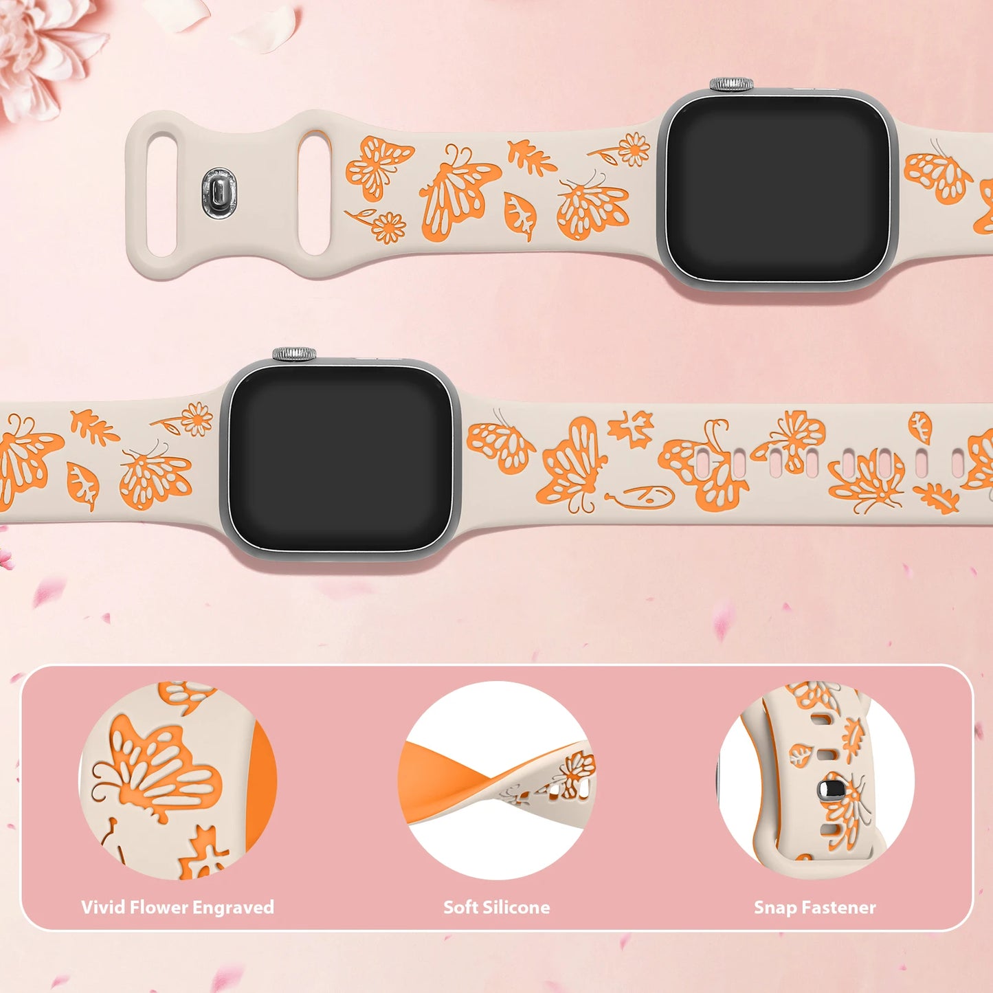 Engraved Silicone Strap For Apple Watch Band 41mm 45mm 40mm 44mm 49mm 38mm Series 9 8 7 6 5 4 3 SE Ultra 2