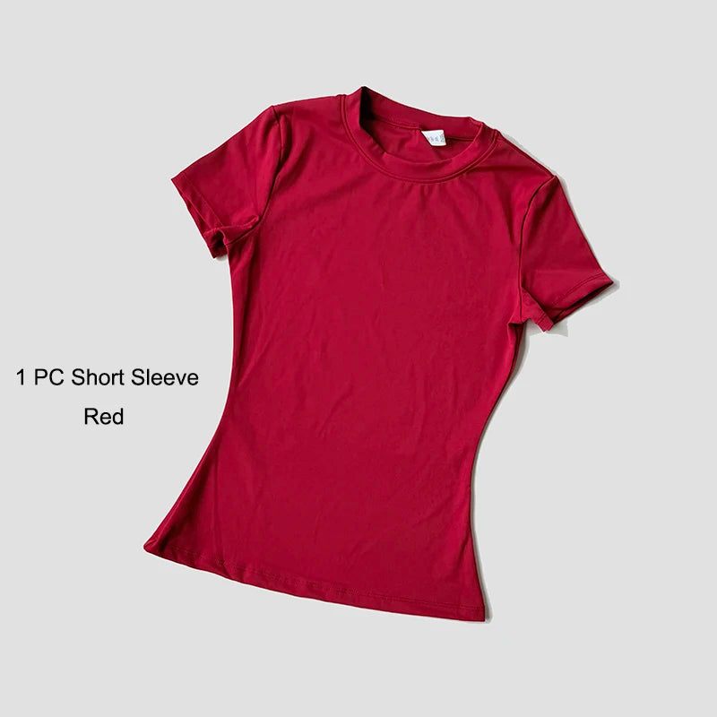 Cute Women's Seamless Short Sleeve Top & Gym Shorts Set