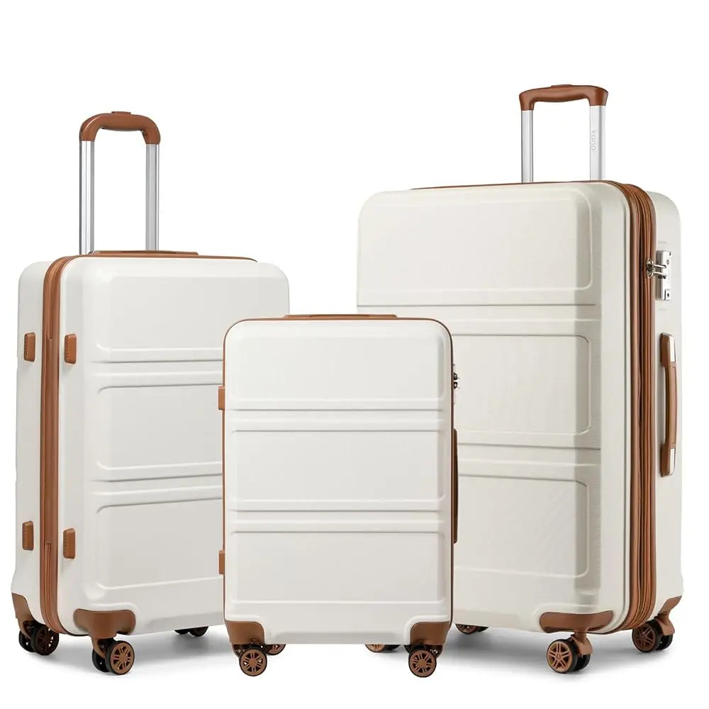 Modern Design 3 Piece Hard Shell Luggage Set - Expandable and Lightweight with Spinner Wheels TSA Lock