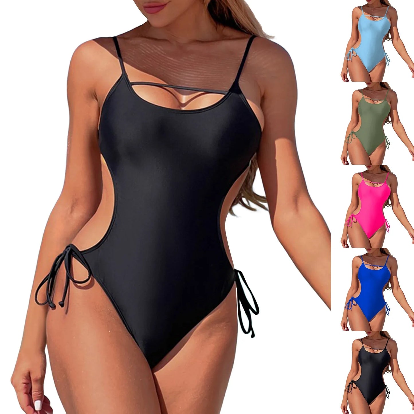 Sexy Lace Up Side Cutout Women’s Monokini Swimsuit
