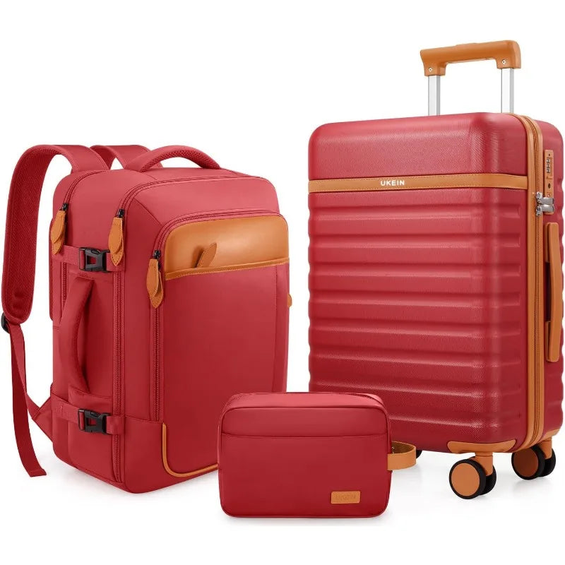 Sleek 3 Pcs Carry On Luggage Sets 3 with Spinner Wheels and TSA Lock