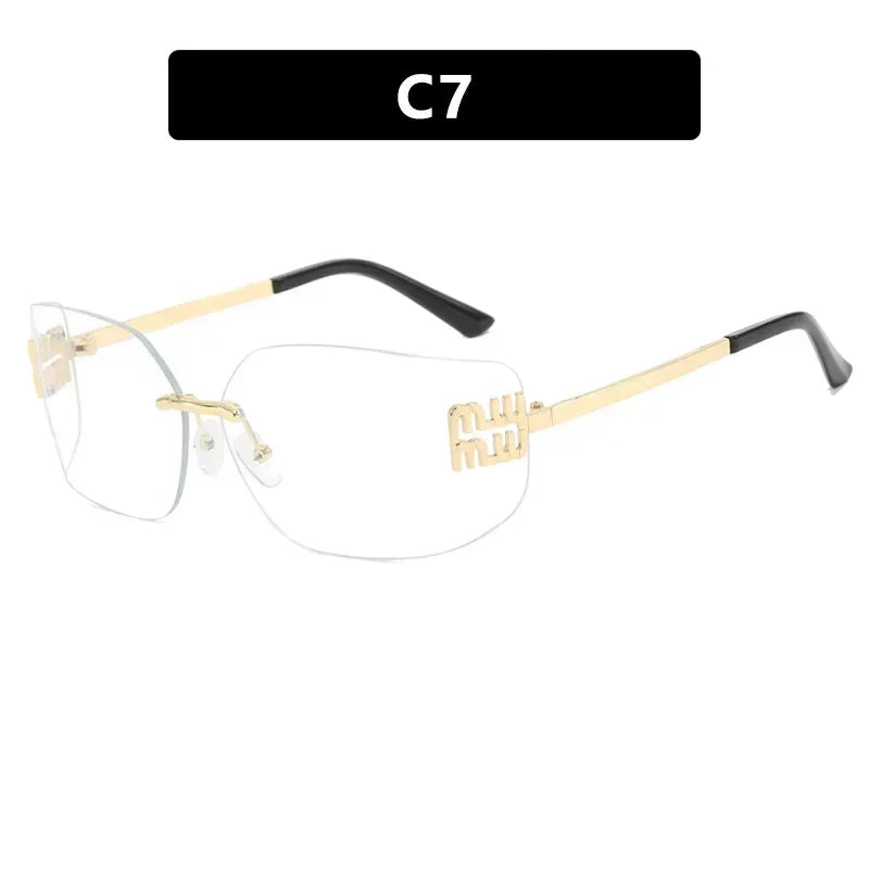 Luxury Retro Frameless Design UV400 Protection Women's Fashion Sunglasses