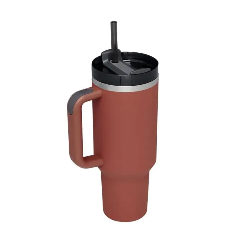 Cute Metallic Animal Print 40oz Insulated Thermal Travel Tumbler with Straw and Handle