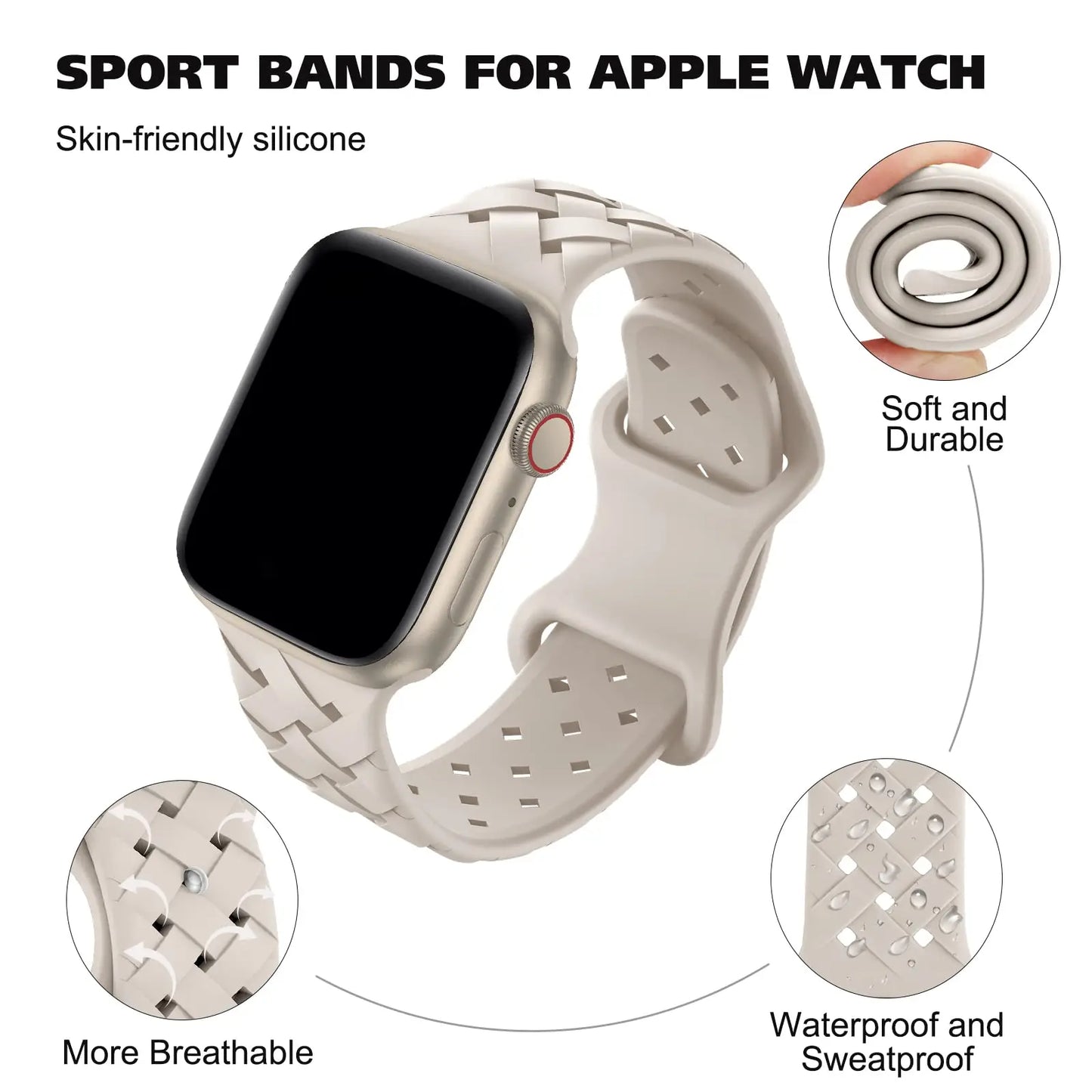Braided Silicone Apple Watch Band 44mm 40mm 45mm 49mm 46mm iwatch series 10 9 7 8 se ultra 2