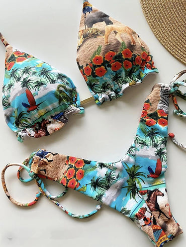 Sexy Unique Print Women's String Bikini Swimsuit