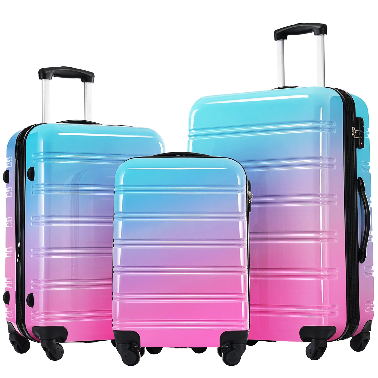 Sleek Design Gradient Color 3 Pcs Lightweight Hardshell Luggage Set with TSA Lock