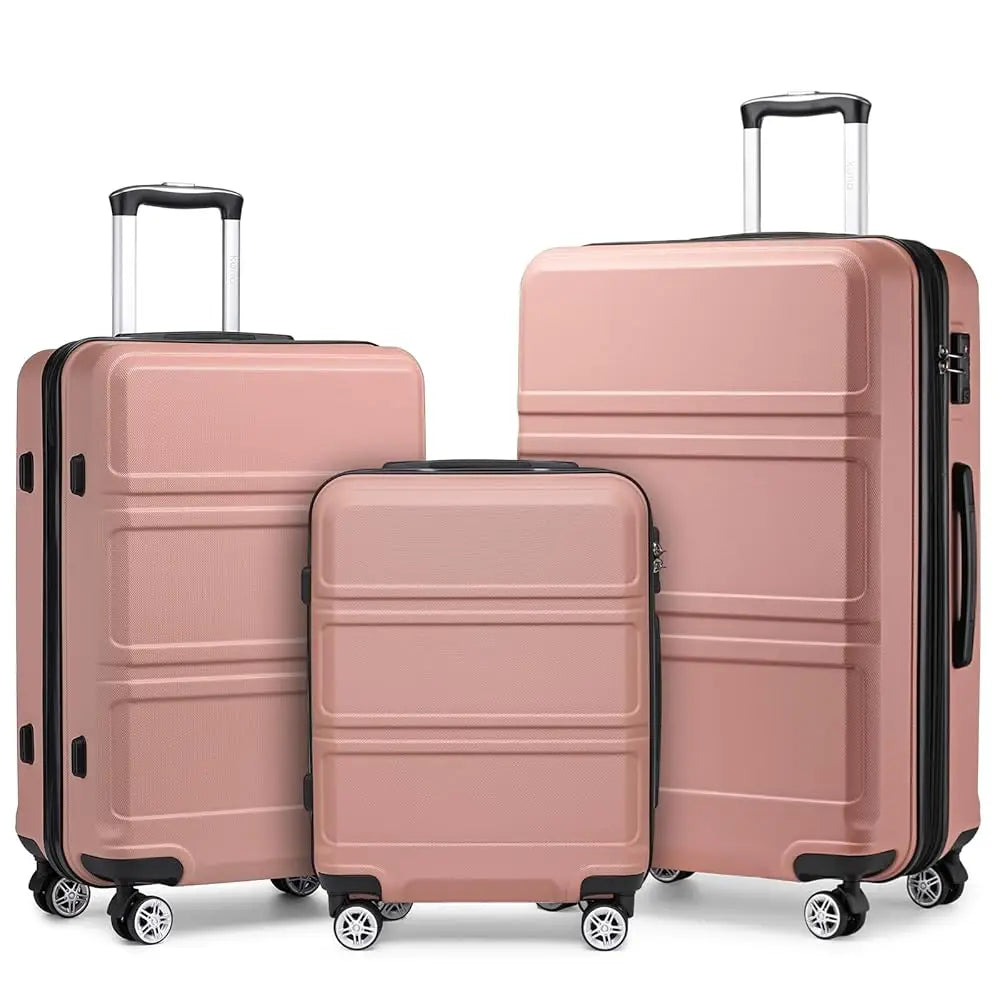 Modern Design 3 Piece Hard Shell Luggage Set - Expandable and Lightweight with Spinner Wheels TSA Lock