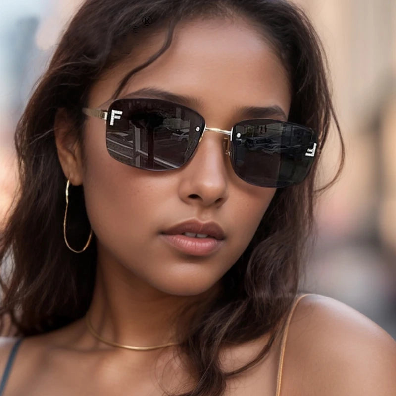 Designer Fashion Square Rimless UV400 Protection Unisex Sunglasses