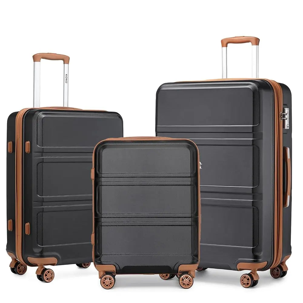 Modern Design 3 Piece Hard Shell Luggage Set - Expandable and Lightweight with Spinner Wheels TSA Lock