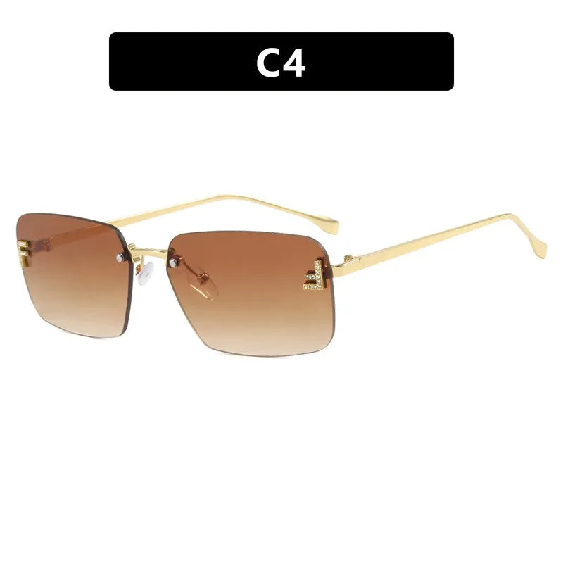 Designer Fashion Square Rimless UV400 Protection Unisex Sunglasses