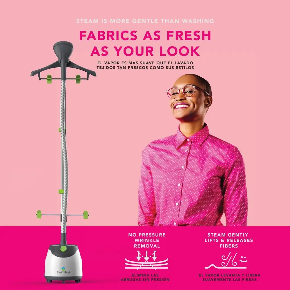 Full-Size Garment Steamer - Upright Freestanding Fabric Steam Cleaner with Detachable Water Tank