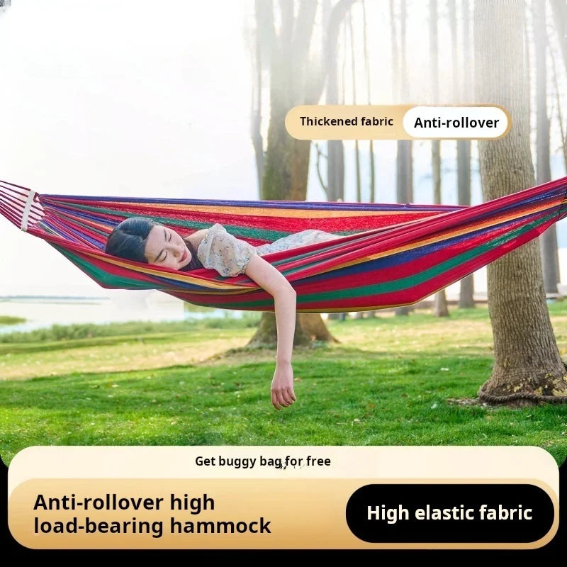 Colorful Outdoor Multi-Functional Hammock - Anti-Flip Design, Garden Leisure, Equipped with Tree-Friendly Straps