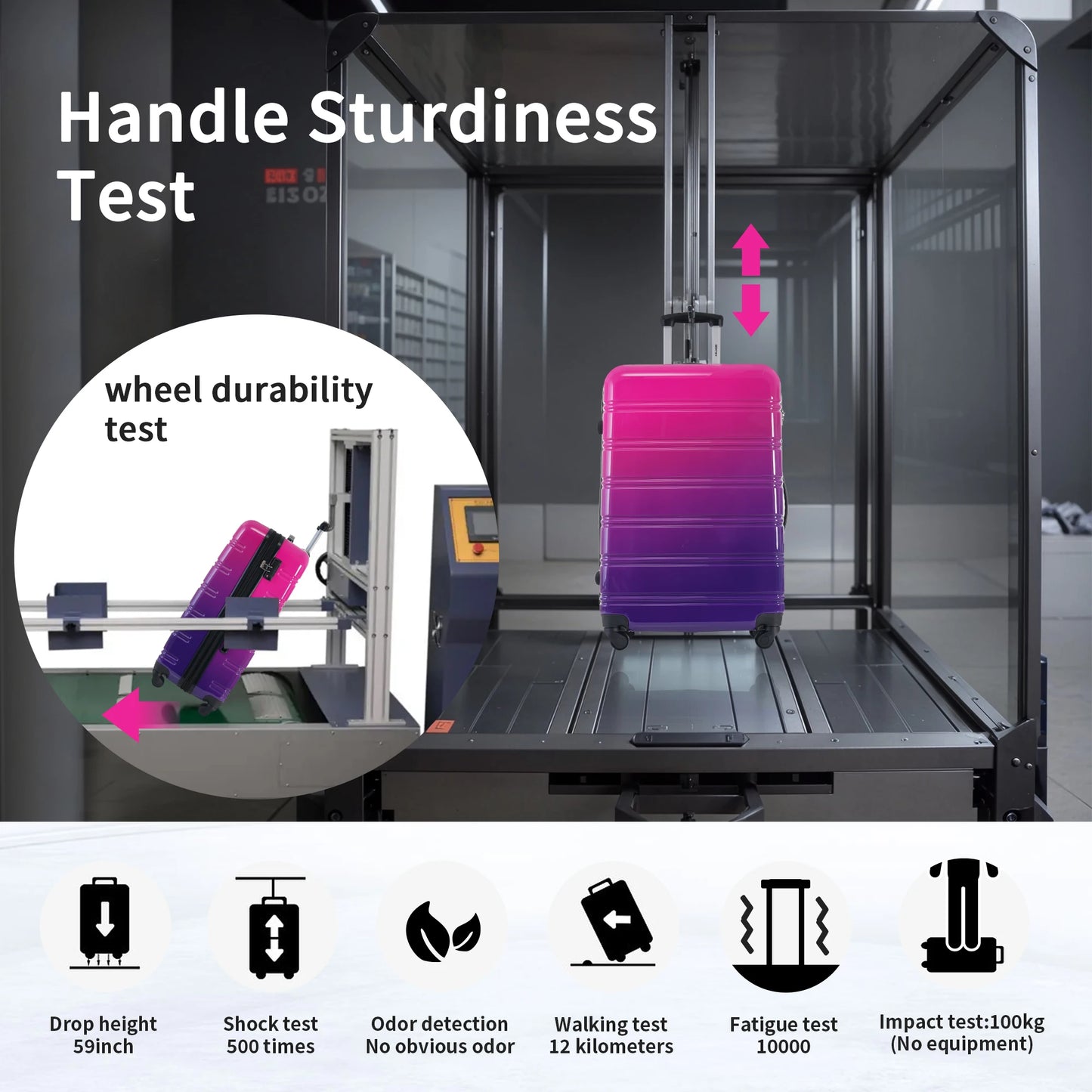 Sleek Design Gradient Color 3 Pcs Lightweight Hardshell Luggage Set with TSA Lock