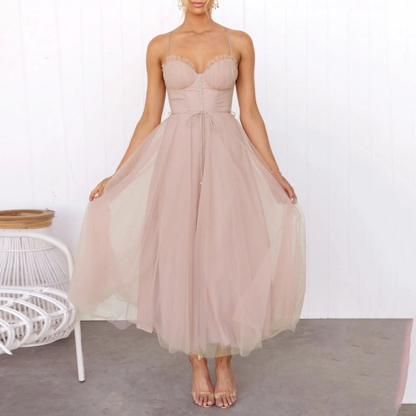 Sexy Layered Mesh Flowy Women's Cocktail Party Dress