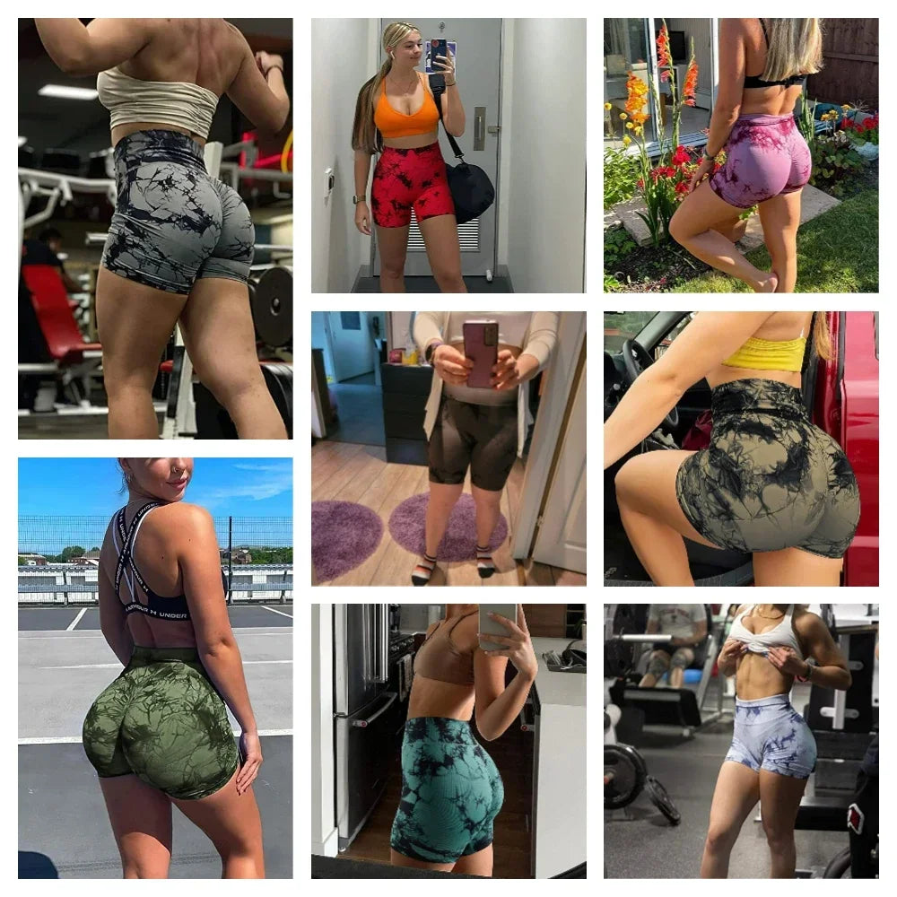 Tie-Dye High Waist Lifting Women's Yoga Shorts