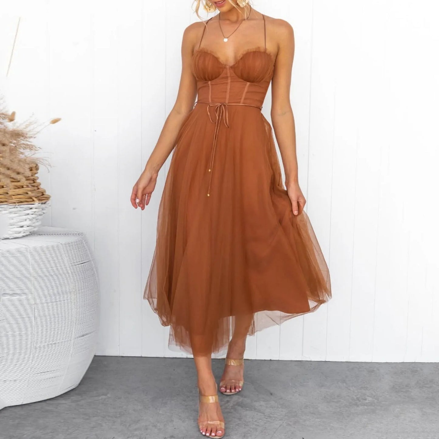 Sexy Layered Mesh Flowy Women's Cocktail Party Dress