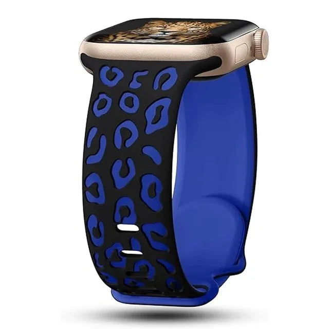 Engraved Leopard Print Silicone Apple Watch Band 10 Straps 42/46mm 44mm 45mm 38/40/41mm Series 987SE654321 Ultra 2 49mm
