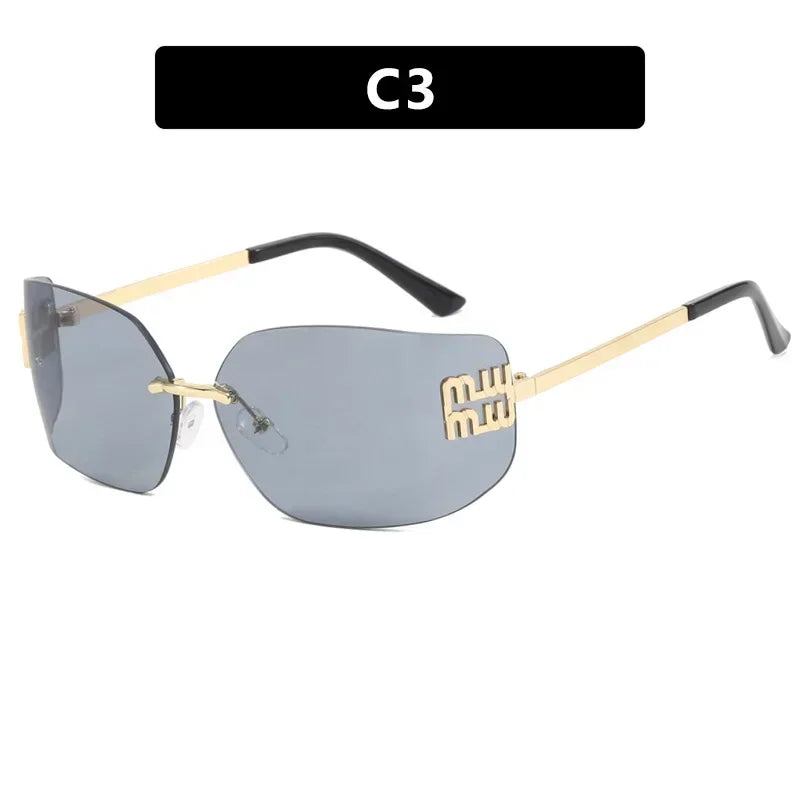 Luxury Retro Frameless Design UV400 Protection Women's Fashion Sunglasses