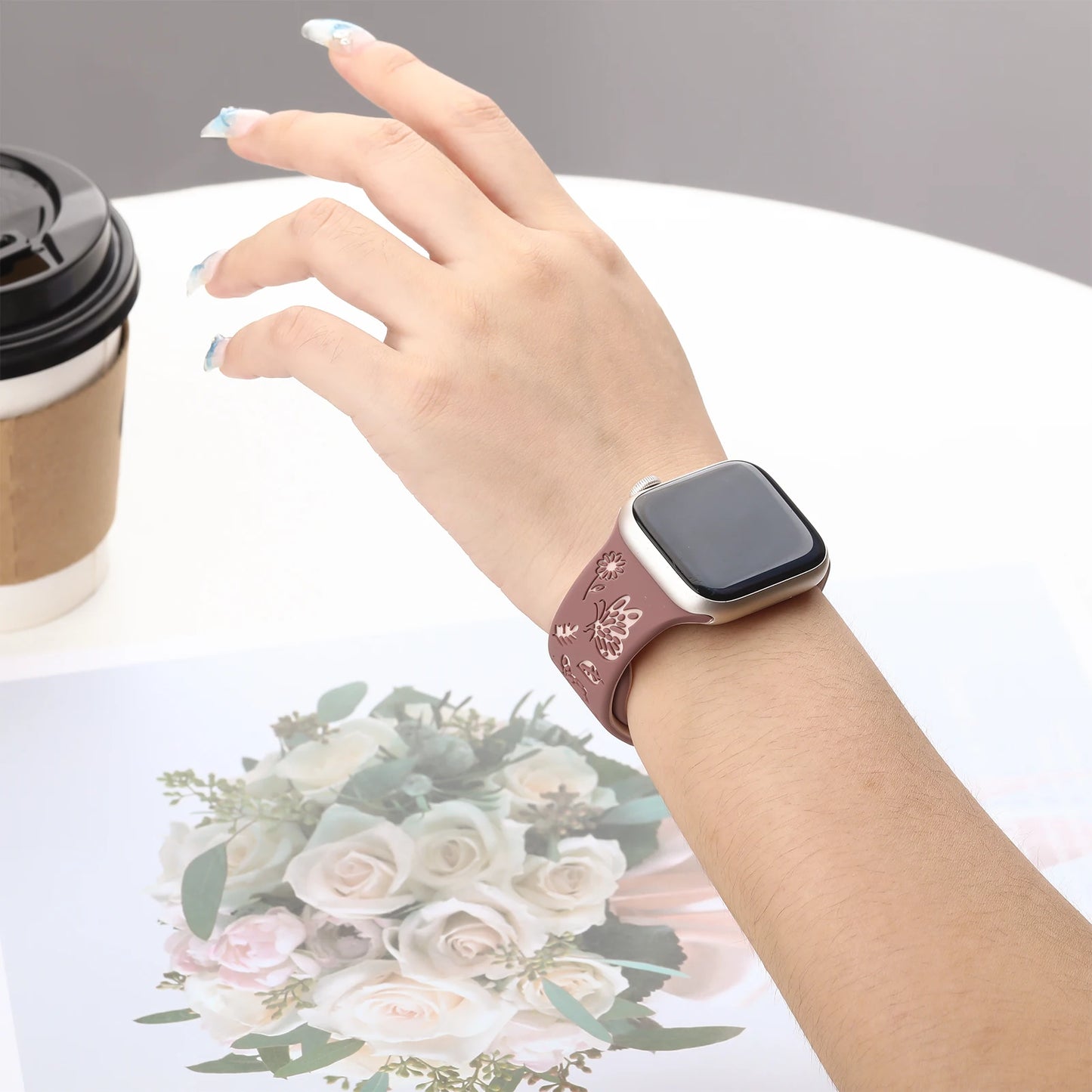 Engraved Silicone Strap For Apple Watch Band 41mm 45mm 40mm 44mm 49mm 38mm Series 9 8 7 6 5 4 3 SE Ultra 2