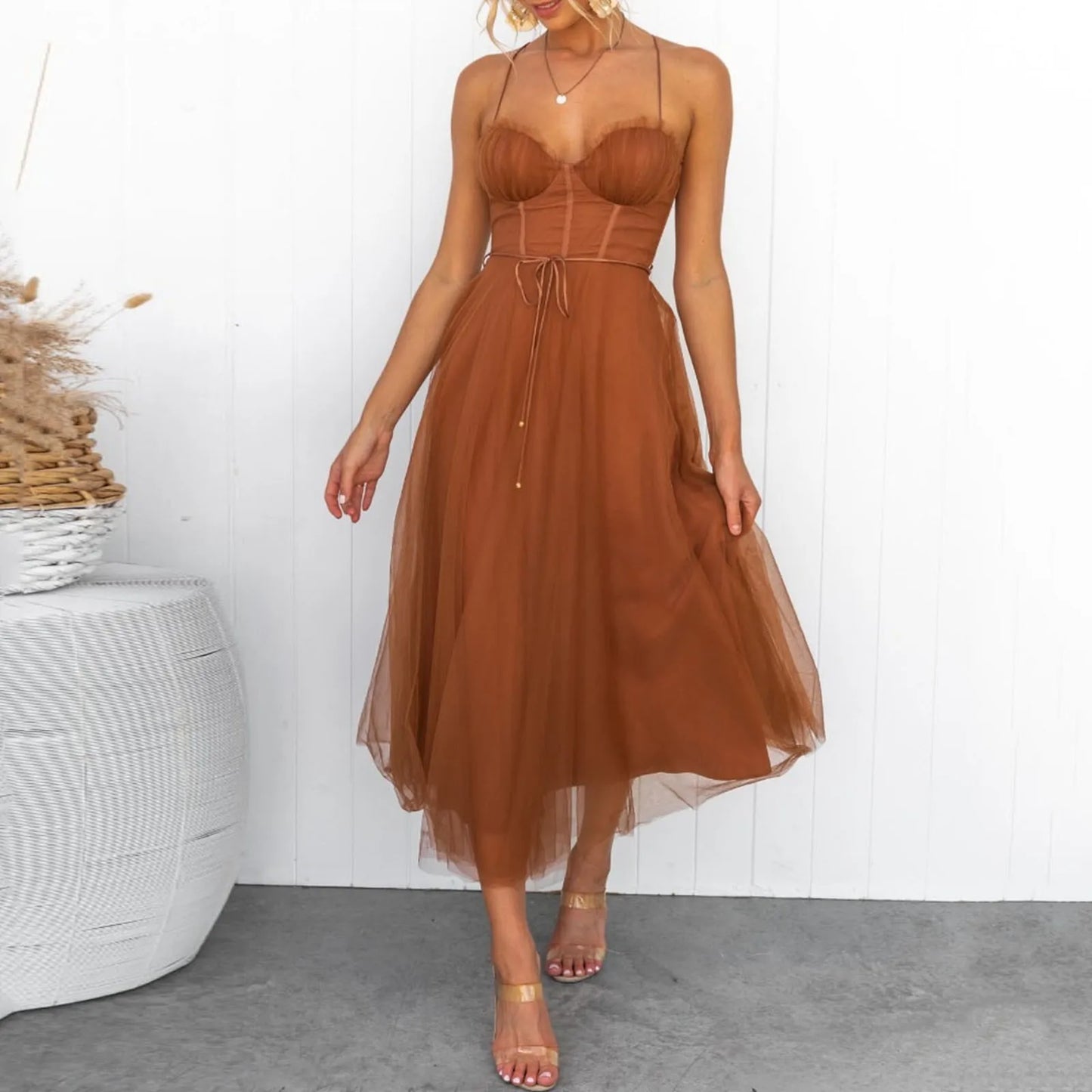 Sexy Layered Mesh Flowy Women's Cocktail Party Dress