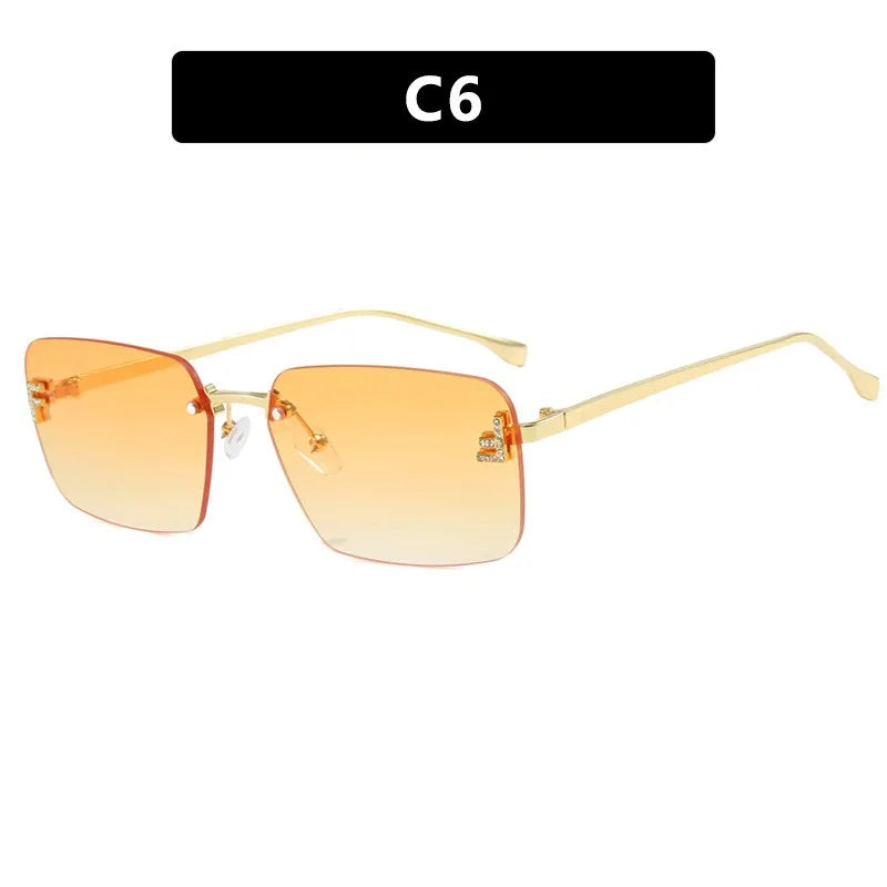Designer Fashion Square Rimless UV400 Protection Unisex Sunglasses