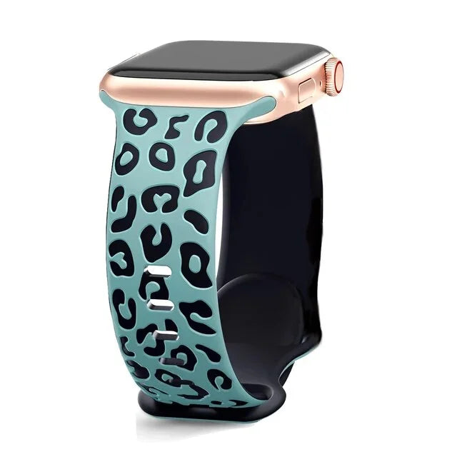 Engraved Leopard Print Silicone Apple Watch Band 10 Straps 42/46mm 44mm 45mm 38/40/41mm Series 987SE654321 Ultra 2 49mm