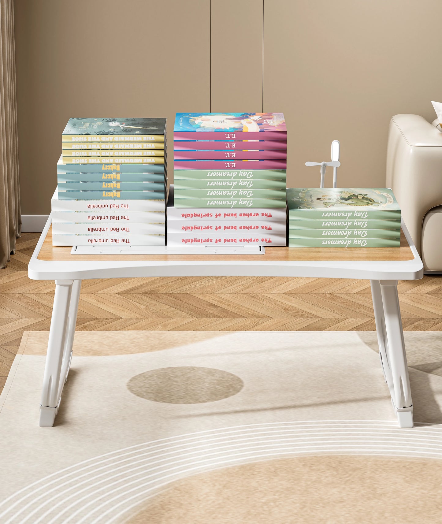 Foldable Laptop Bed Desk - Portable Adjustable Height Foldable Laptop Bed Desk with Wooden Surface