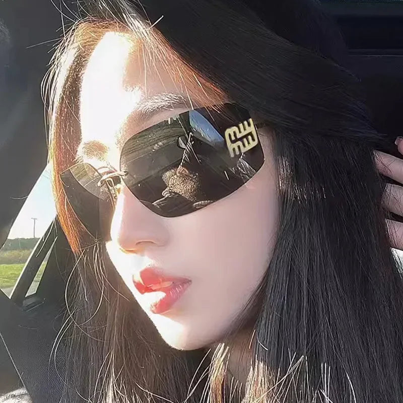 Luxury Retro Frameless Design UV400 Protection Women's Fashion Sunglasses