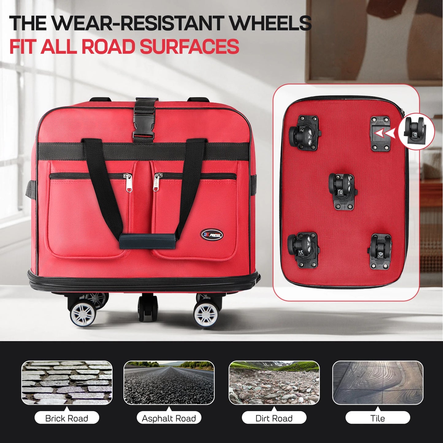 Foldable Expandable Suitcase Bag - Water-resistant Large Capacity Rolling Luggage Bag