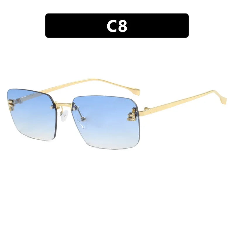 Designer Fashion Square Rimless UV400 Protection Unisex Sunglasses