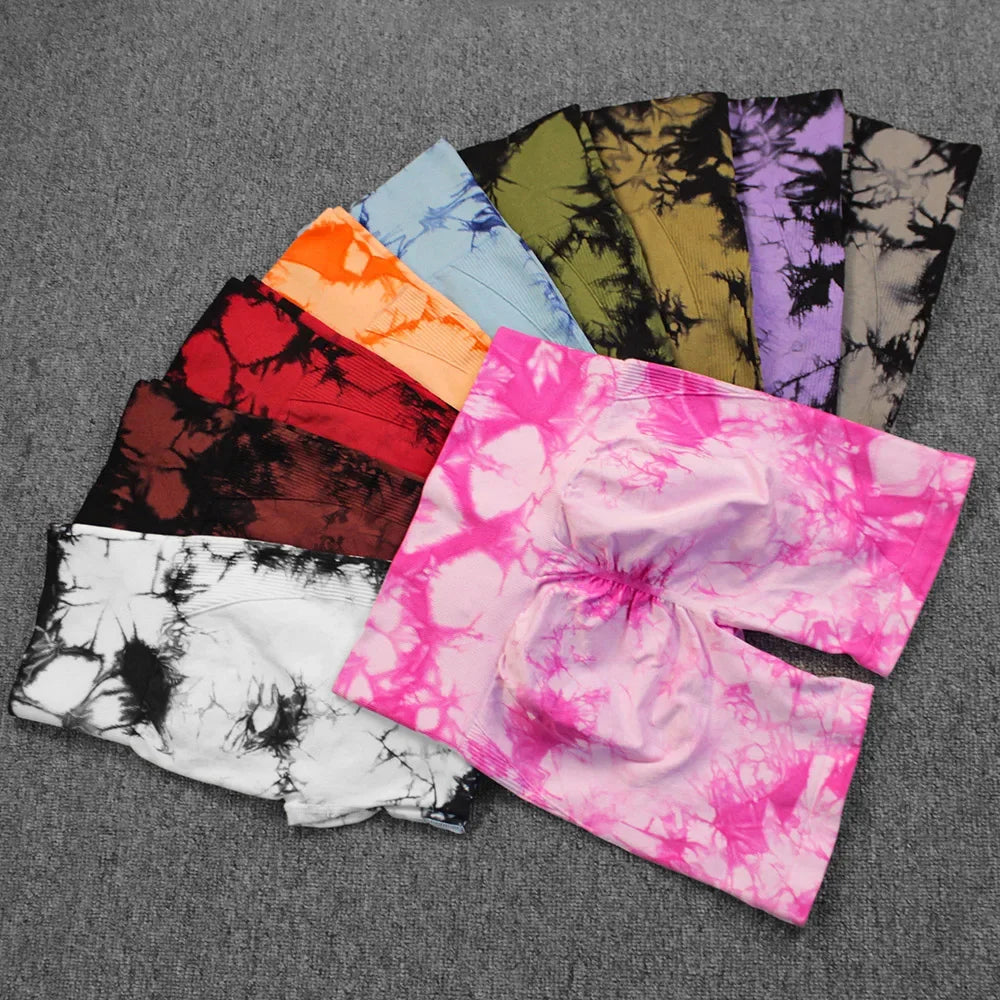 Tie-Dye High Waist Lifting Women's Yoga Shorts