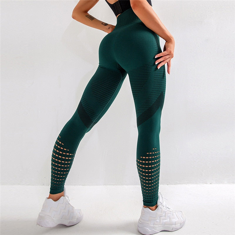 Green Squat Proof Leggings For Women