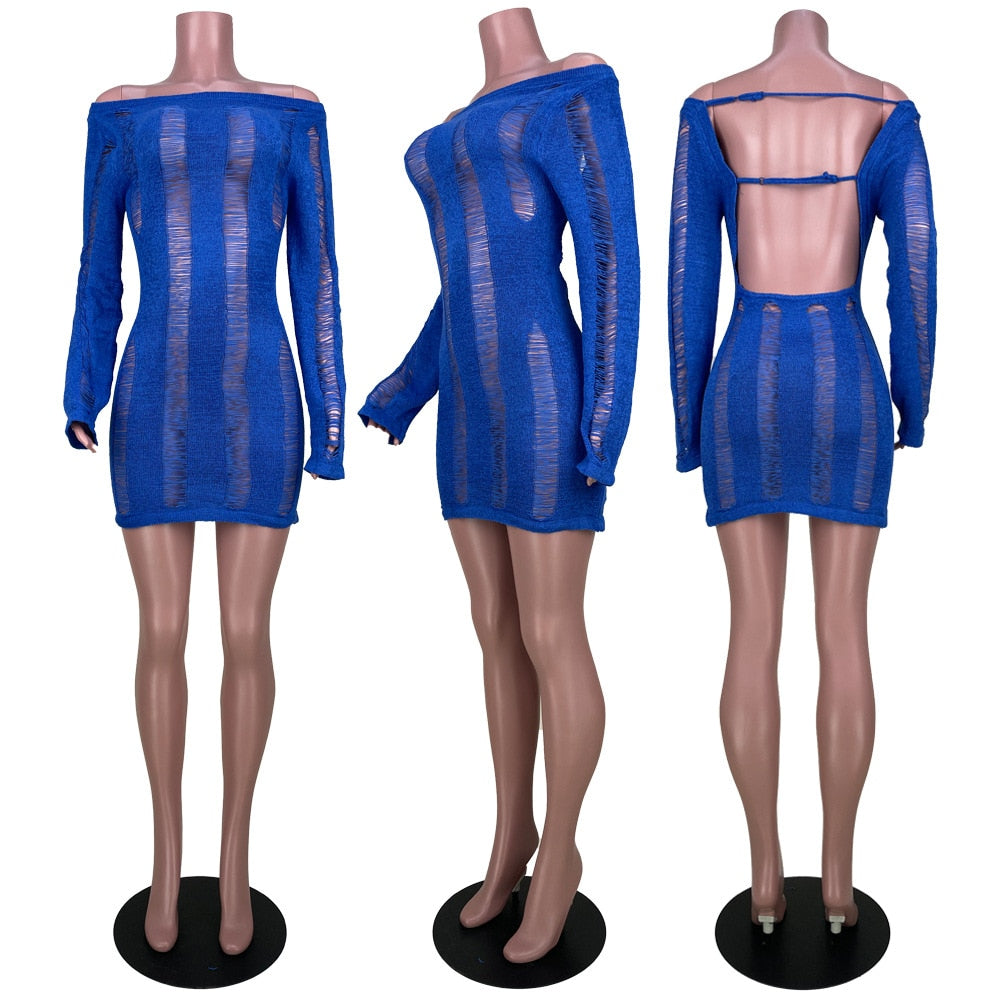 Sexy Coverup Long Sleeve Bodycon Mini Dress