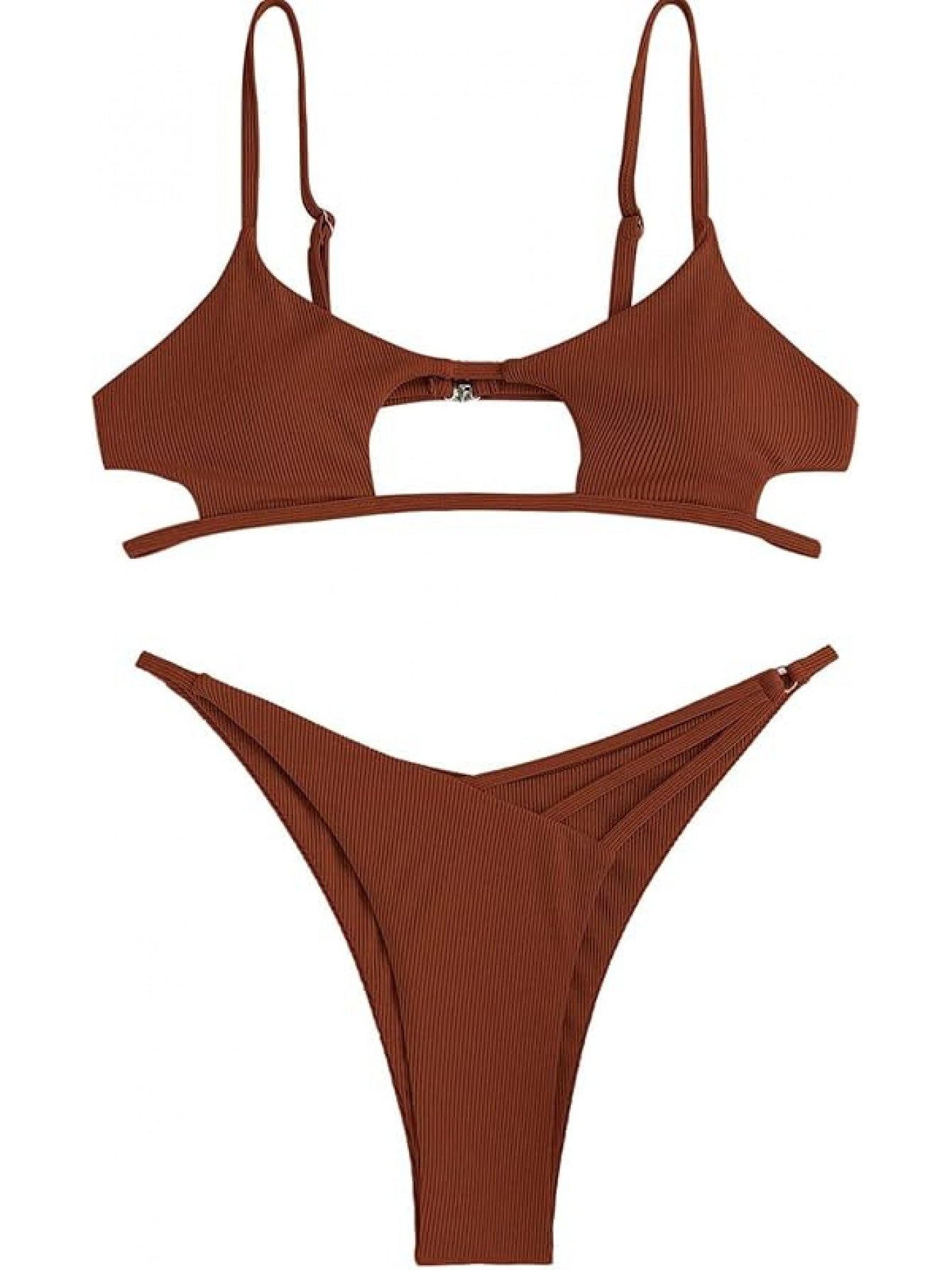 Sexy Cut-Out Tie-Back Top & High-Waist Brazilian Bikini Swimsuit