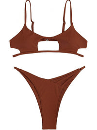 Sexy Cut-Out Tie-Back Top & High-Waist Brazilian Bikini Swimsuit