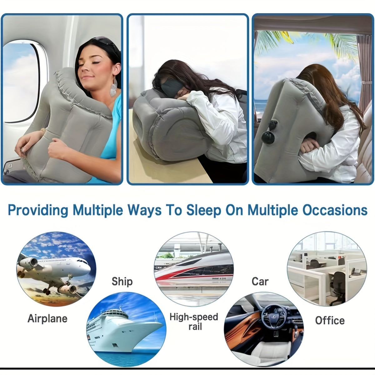 2024 Upgrade Inflatable Travel Air Pillow, High Quality Flocking Material Comfortable Support with Portable Drawstring Bag