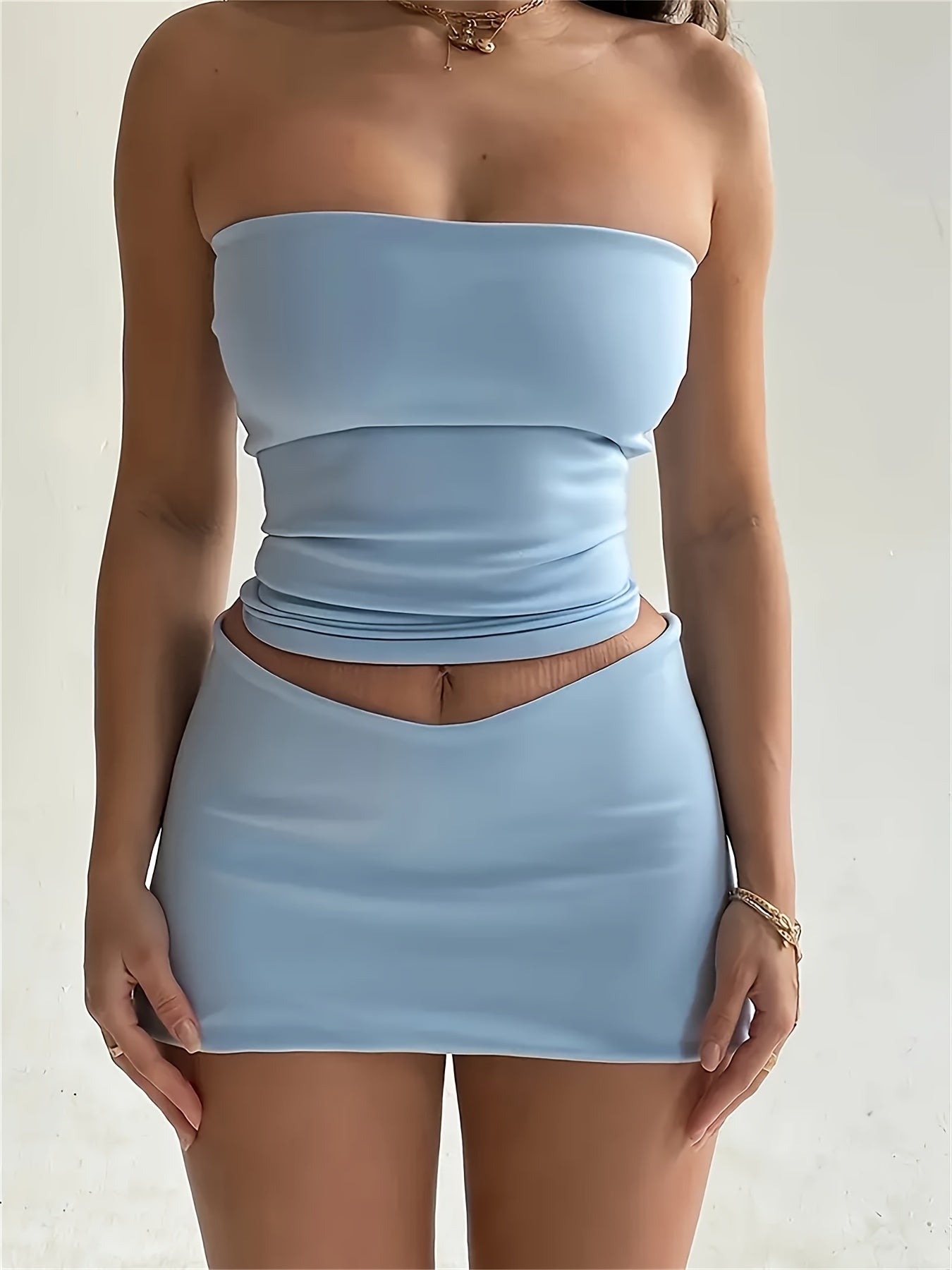 Sexy Crop Tube Top & Mid-Rise Tight Mini Skirt Set