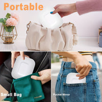 10X/1X Magnification LED Compact Travel Makeup Mirror With Light, Rechargeable, Adjustable Brightness, 2-Sided, Folding, Handheld