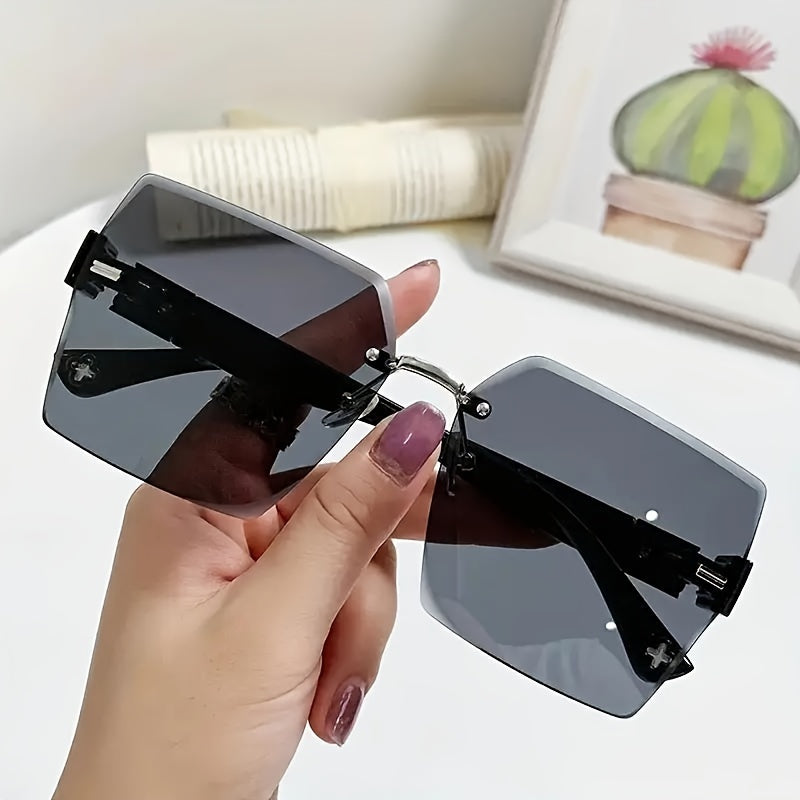 Trendy Fashion Unisex Rimless Oversized Trendy UV Protection Sunglasses