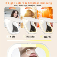 10X/1X Magnification LED Compact Travel Makeup Mirror With Light, Rechargeable, Adjustable Brightness, 2-Sided, Folding, Handheld