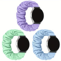 3 Pack Adjustable Scrunchie Band Compatible With Samsung Galaxy Watch 6/5/4 Band 40mm 44mm Women/Galaxy Watch 5 Pro Band 45mm/Watch 4 Classic Band 42mm 46mm, 20mm