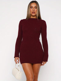 Chic Bodycon Knit Striped Long Sleeve Dress