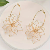 Cute Hollow Flower Outline Shaped Hoop Earrings