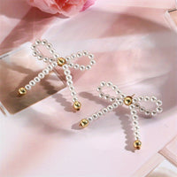 Beautiful 4pcs High End French Bow Imitation Pearl Women's Jewelry Set