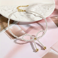 Beautiful 4pcs High End French Bow Imitation Pearl Women's Jewelry Set